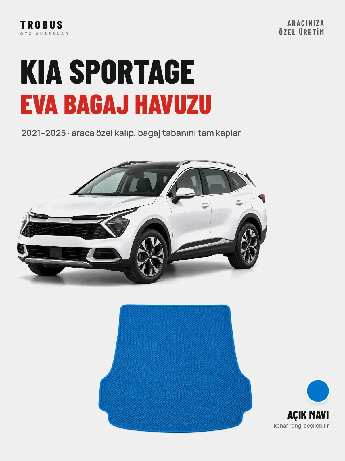 Kia Sportage EVA Bagaj Havuzu (2021–2025) Açık Mavi – Araca Özel Kalıp (1)