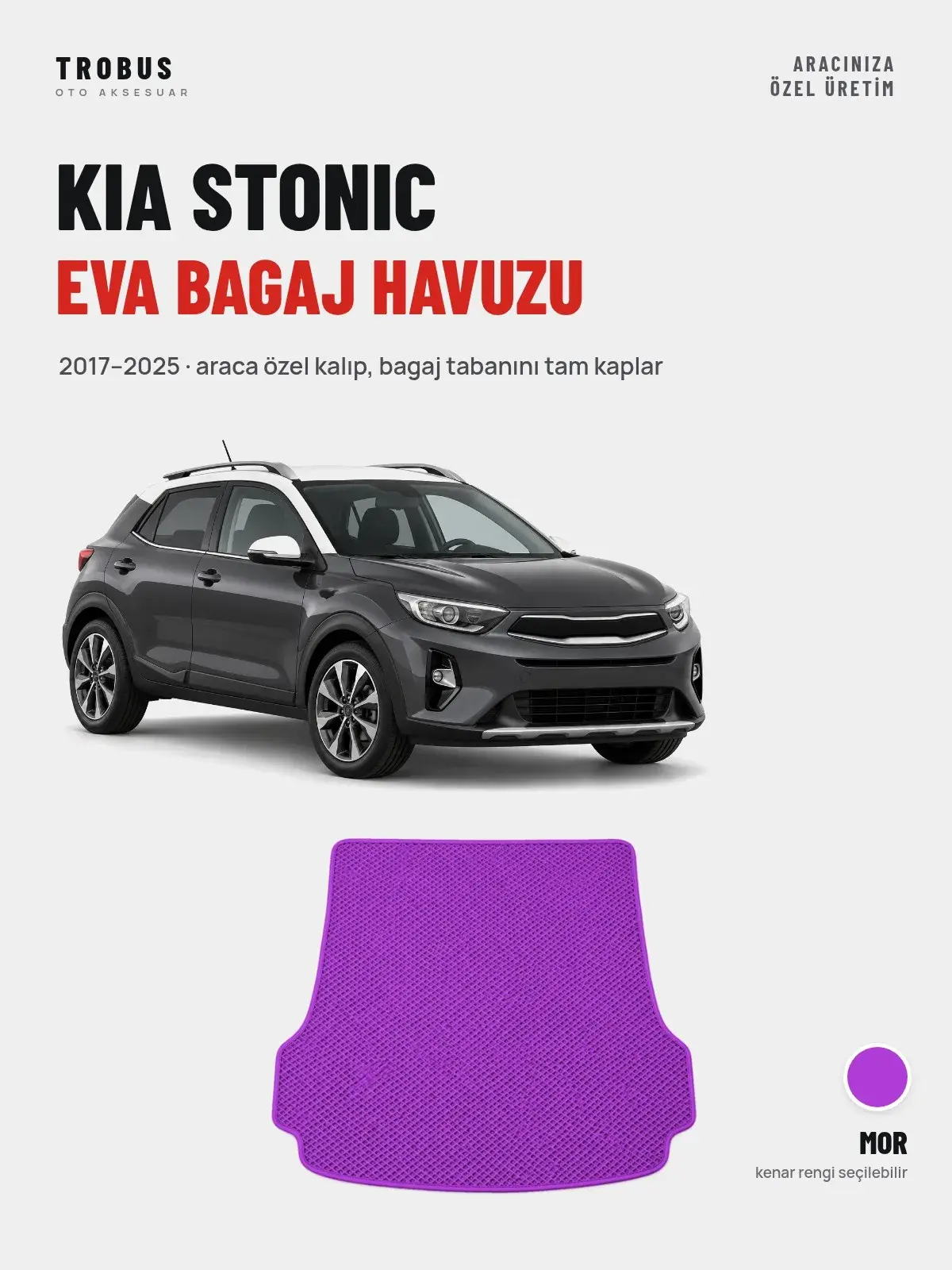 Kia Stonic EVA Bagaj Havuzu (2017–2025) Mor – Araca Özel Kalıp (1)