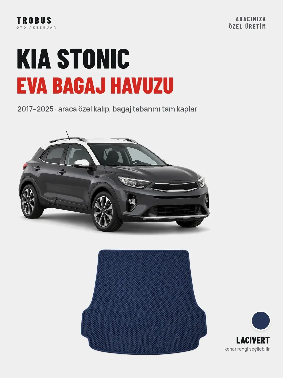 Kia Stonic EVA Bagaj Havuzu (2017–2025) Lacivert – Araca Özel Kalıp (1)