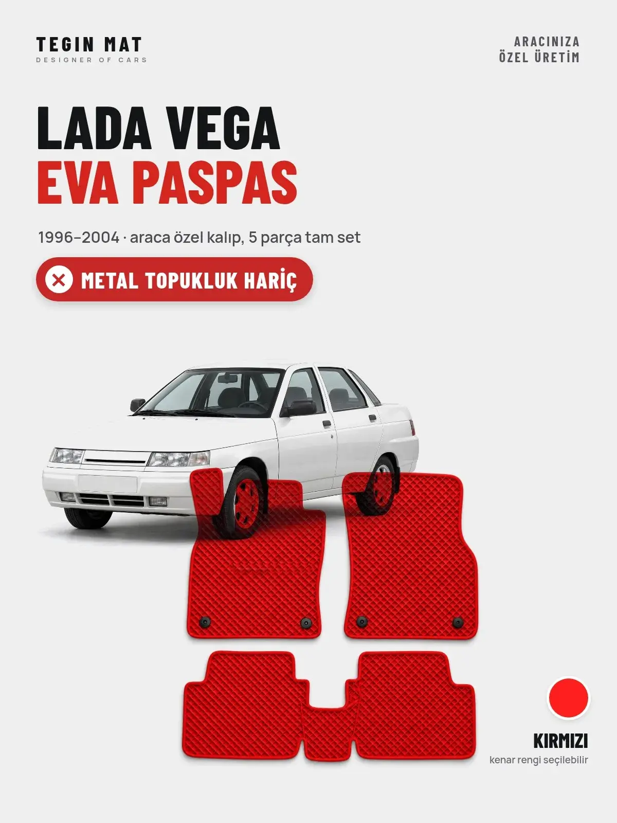 Lada Vega EVA Oto Paspas Tam Set (1996–2004) Kırmızı – Metal Topukluk Hariç (1)