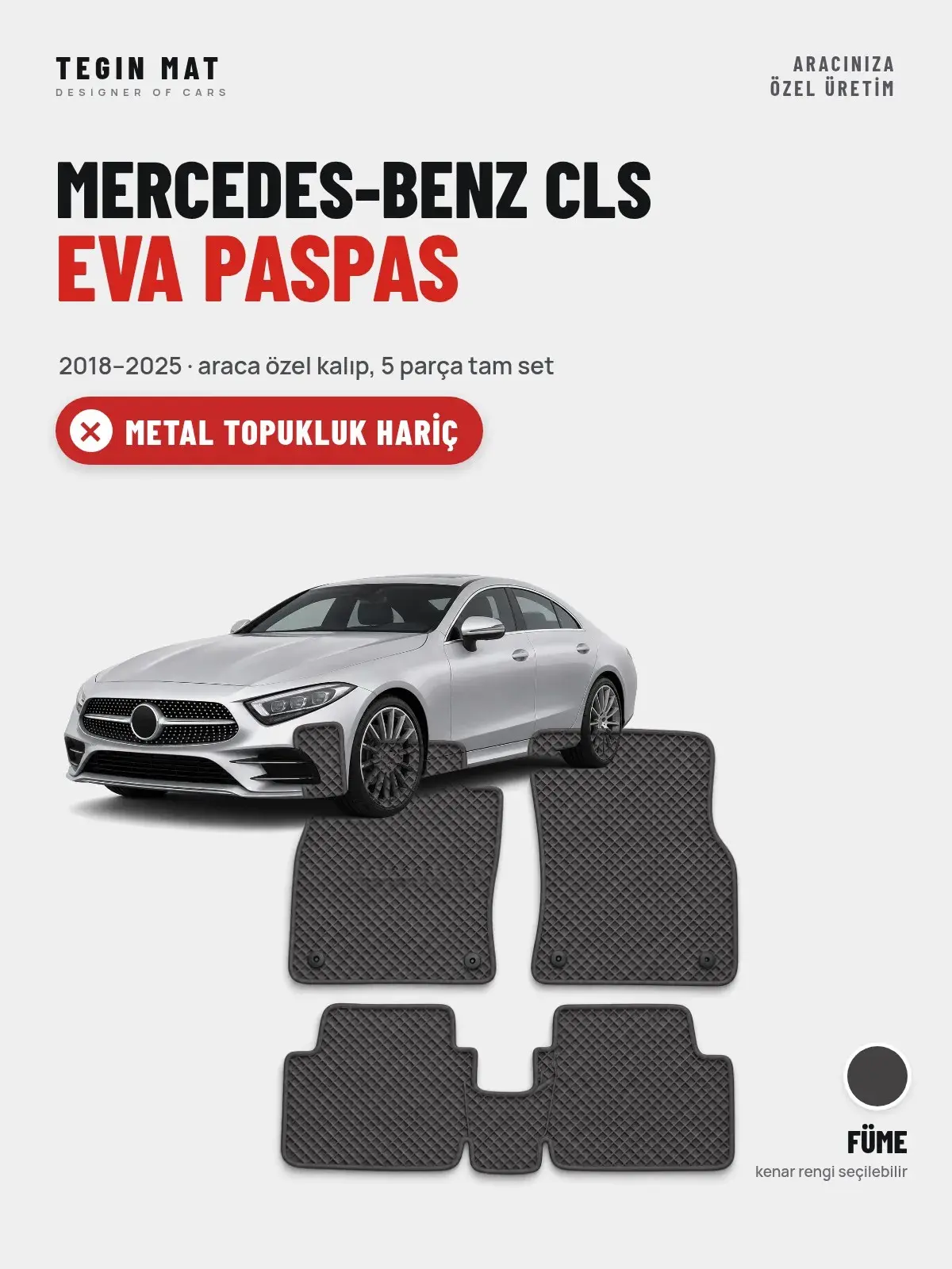 Mercedes-Benz CLS EVA Oto Paspas Tam Set (2018–2025) Füme – Metal Topukluk Hariç (1)