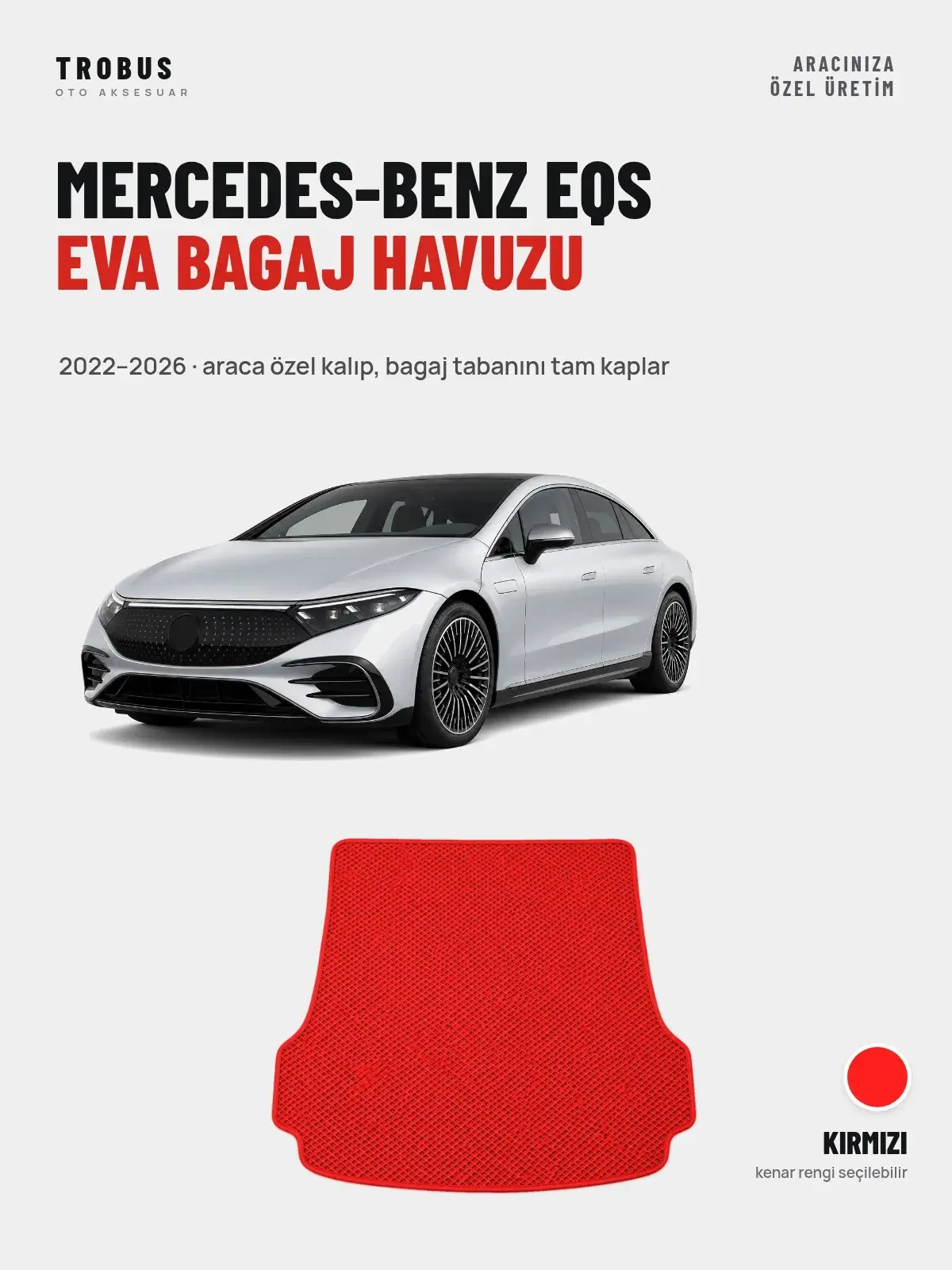 Mercedes-Benz EQS EVA Bagaj Havuzu (2022–2026) Kırmızı – Araca Özel Kalıp (1)