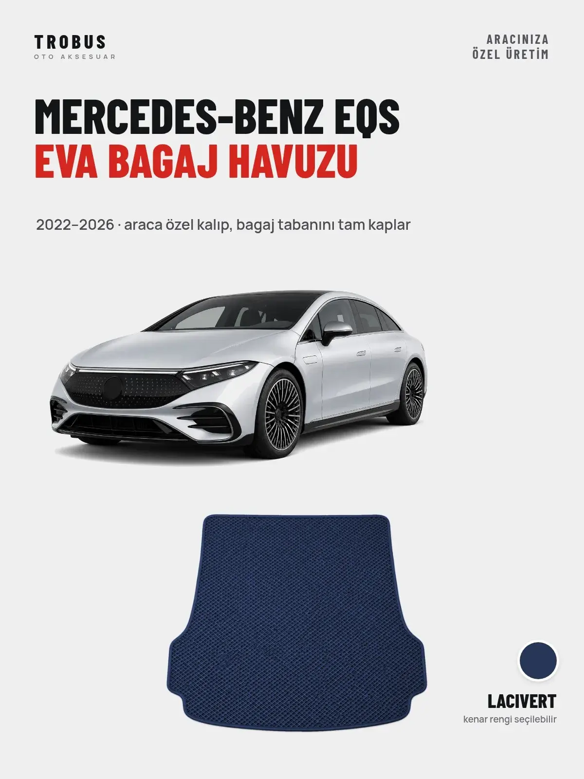 Mercedes-Benz EQS EVA Bagaj Havuzu (2022–2026) Lacivert – Araca Özel Kalıp (1)
