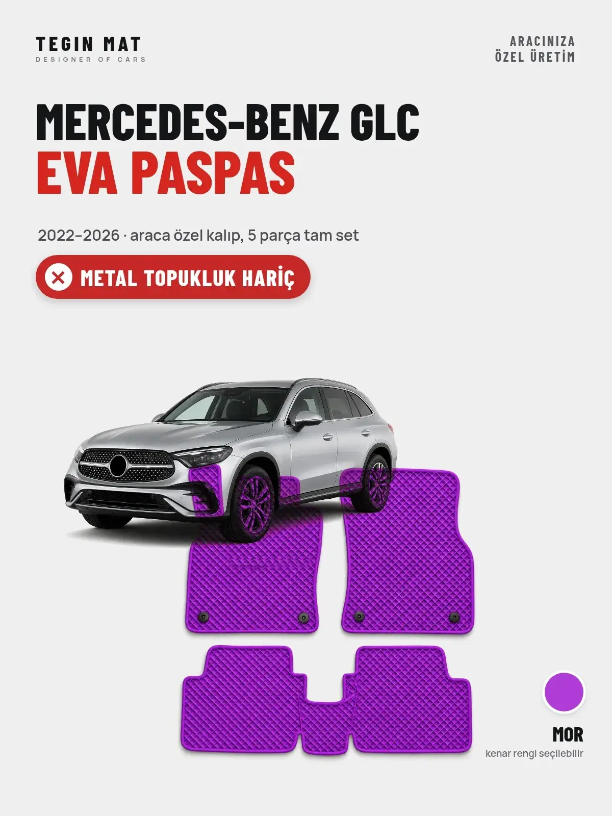Mercedes-Benz GLC EVA Oto Paspas Tam Set (2022–2026) Mor – Metal Topukluk Hariç (1)