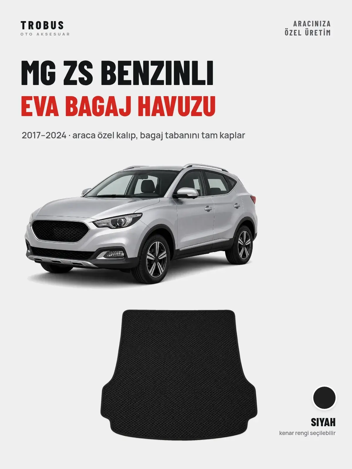 MG ZS Benzinli EVA Bagaj Havuzu (2017–2024) Siyah – Araca Özel Kalıp (1)