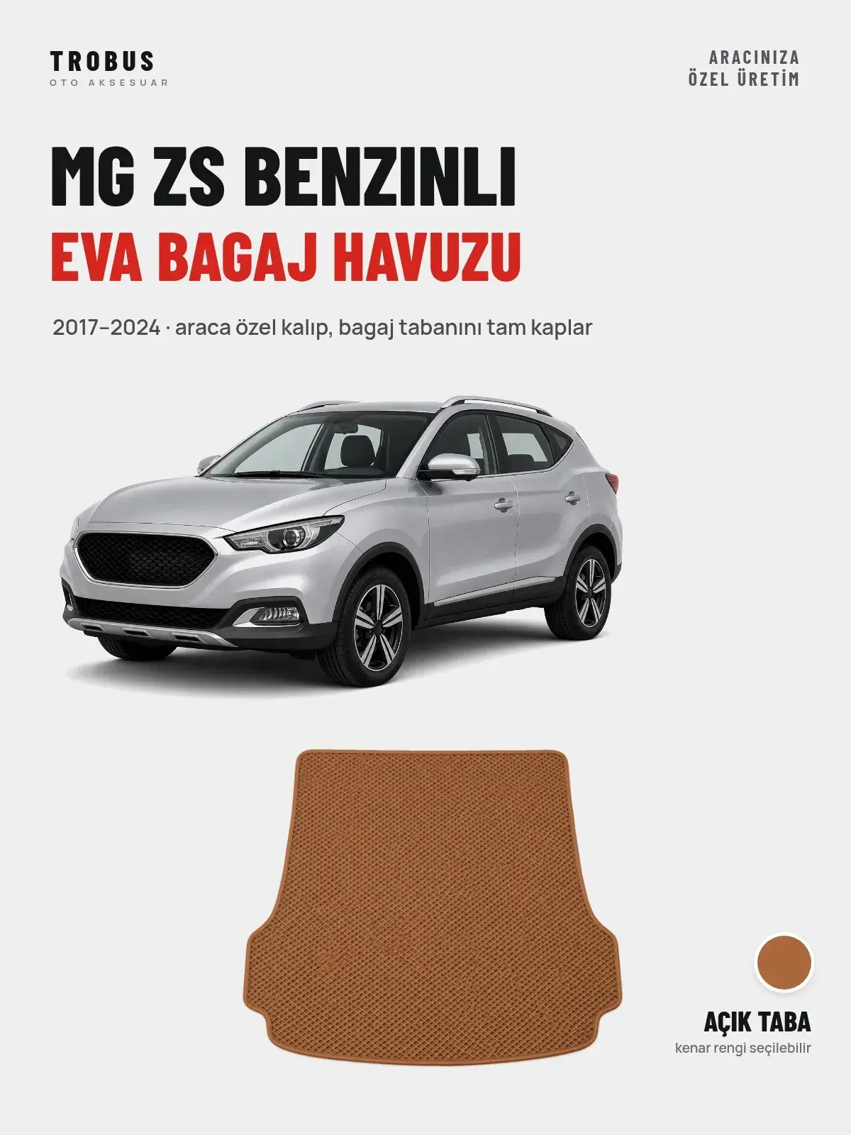 MG ZS Benzinli EVA Bagaj Havuzu (2017–2024) Açık Taba – Araca Özel Kalıp (1)