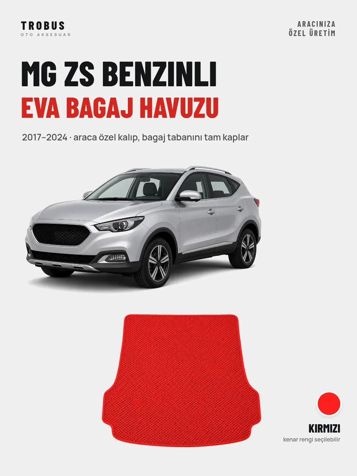 MG ZS Benzinli EVA Bagaj Havuzu (2017–2024) Kırmızı – Araca Özel Kalıp (1)