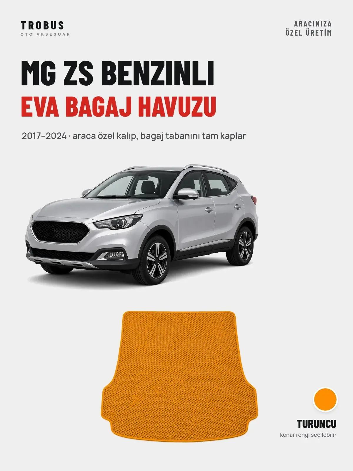 MG ZS Benzinli EVA Bagaj Havuzu (2017–2024) Turuncu – Araca Özel Kalıp (1)