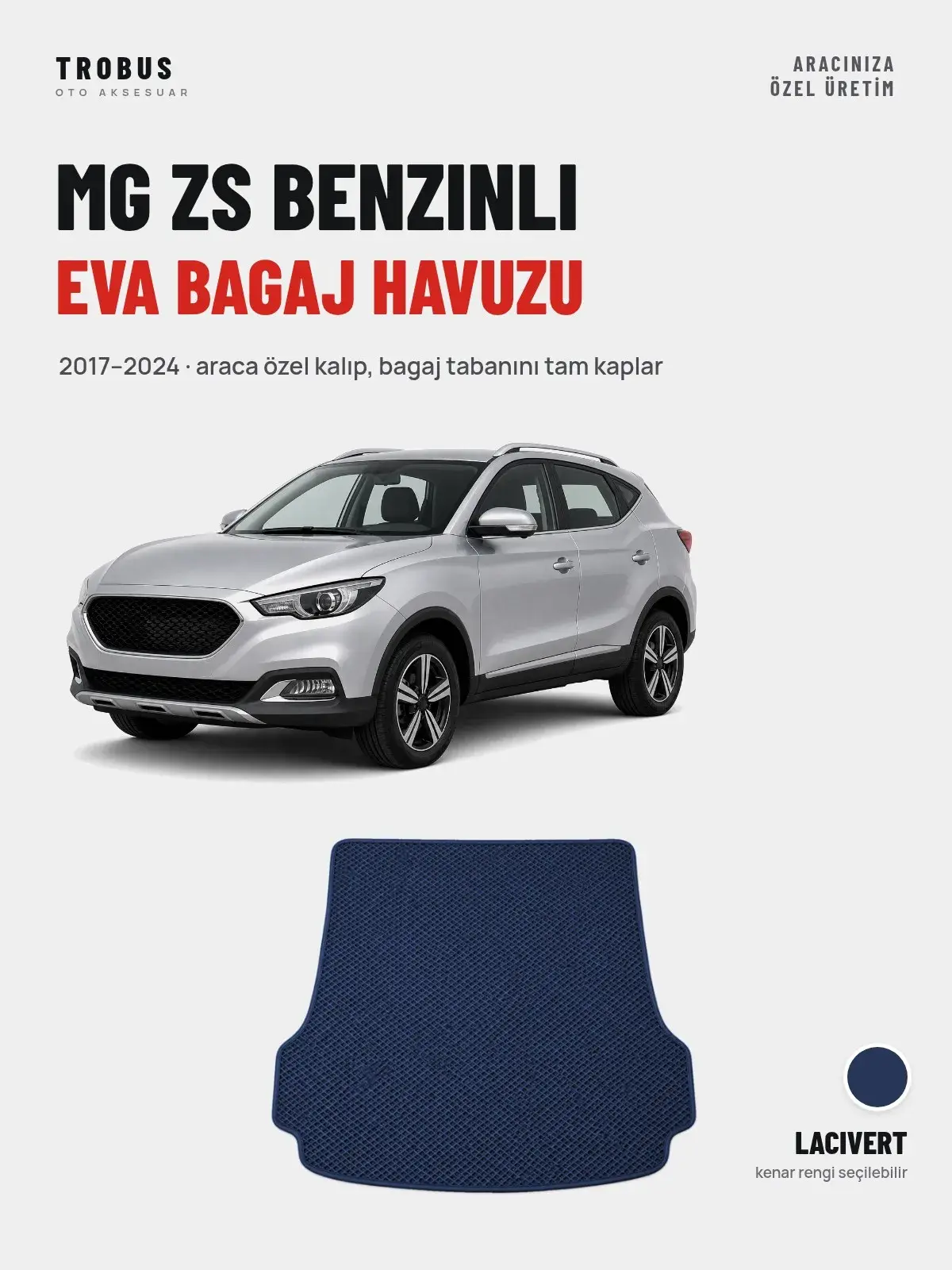 MG ZS Benzinli EVA Bagaj Havuzu (2017–2024) Lacivert – Araca Özel Kalıp (1)