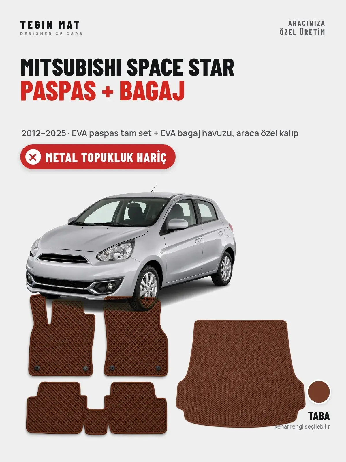 Mitsubishi Space Star EVA Paspas + Bagaj Havuzu Seti (2012–2025) Taba – Metal Topukluk Hariç (1)