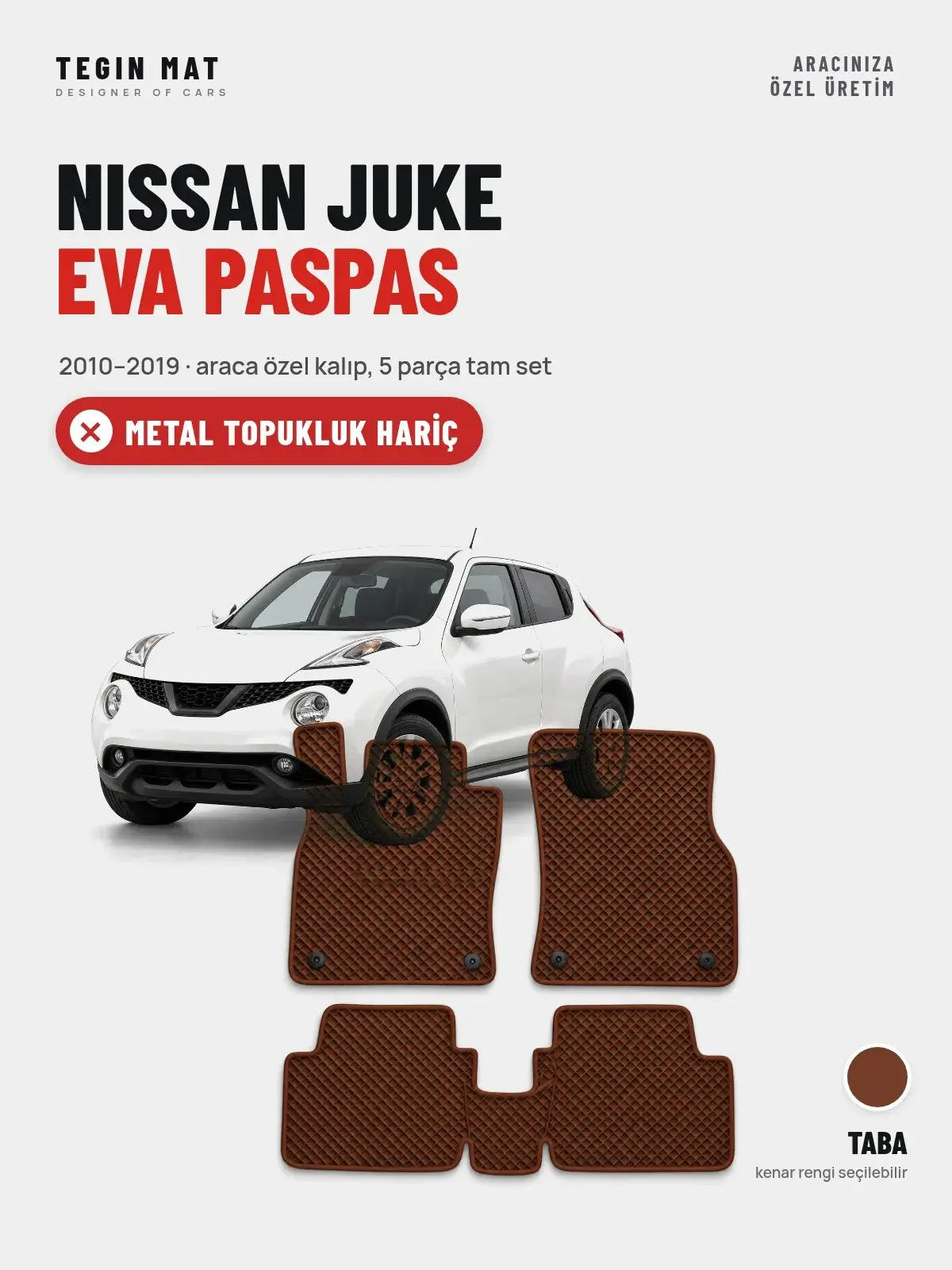 Nissan Juke EVA Oto Paspas Tam Set (2010–2019) Taba – Metal Topukluk Hariç (1)
