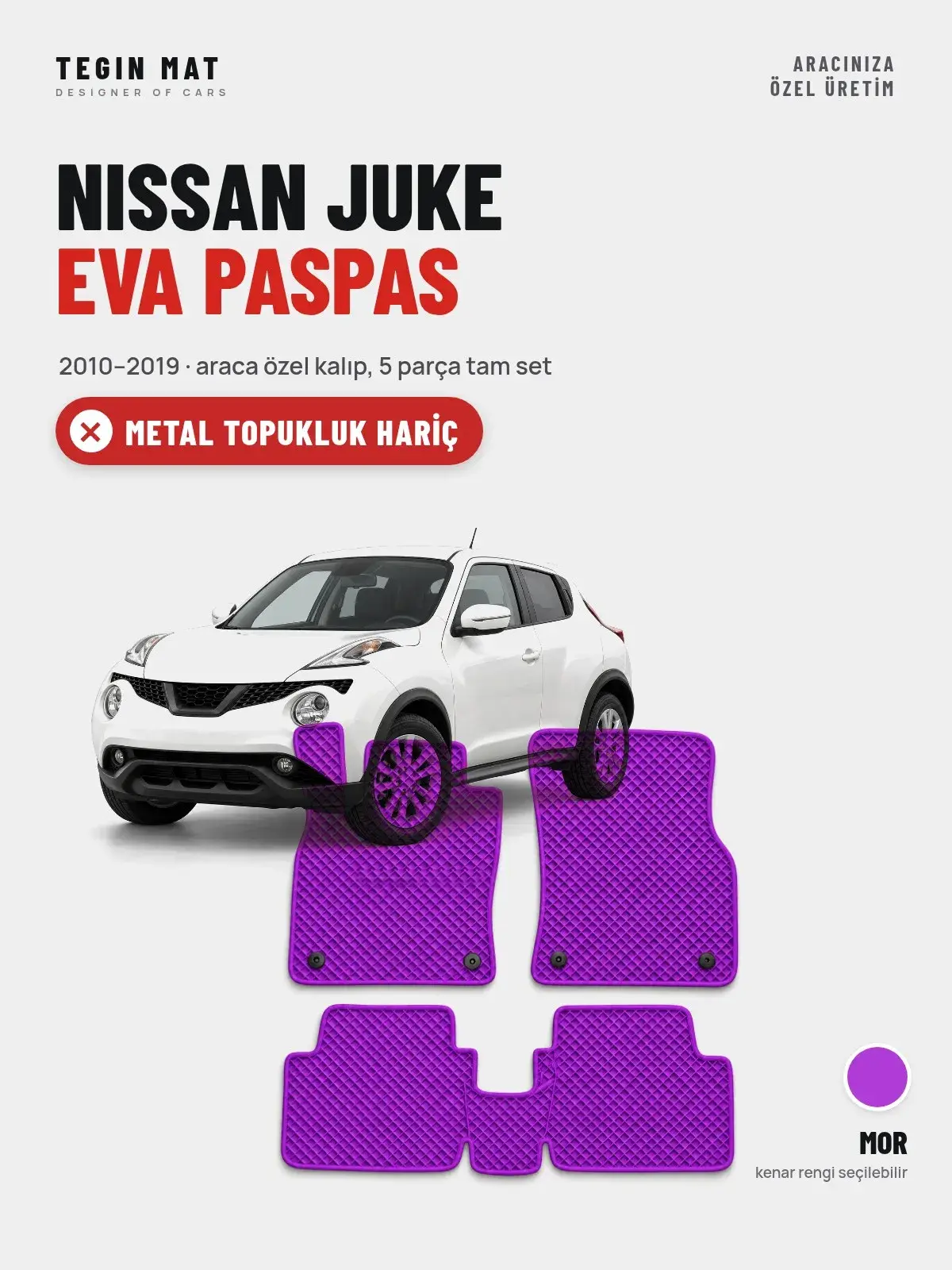 Nissan Juke EVA Oto Paspas Tam Set (2010–2019) Mor – Metal Topukluk Hariç (1)