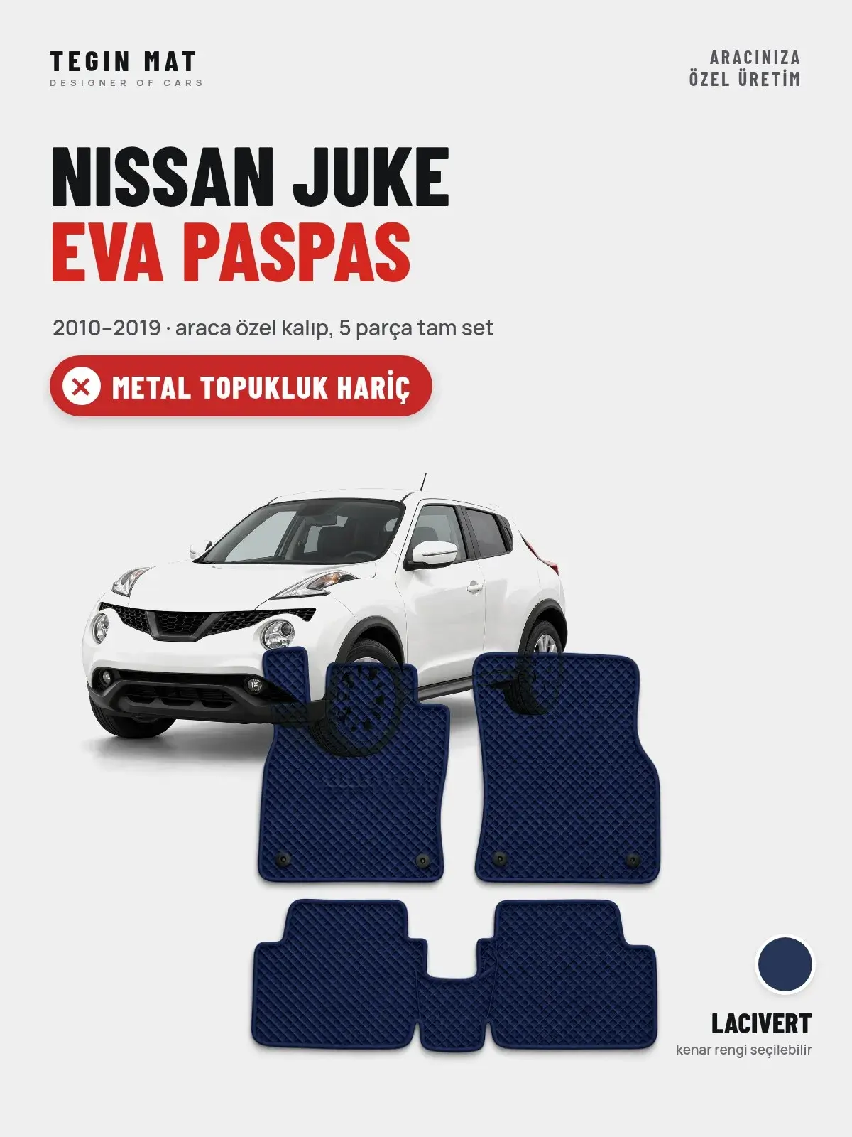 Nissan Juke EVA Oto Paspas Tam Set (2010–2019) Lacivert – Metal Topukluk Hariç (1)