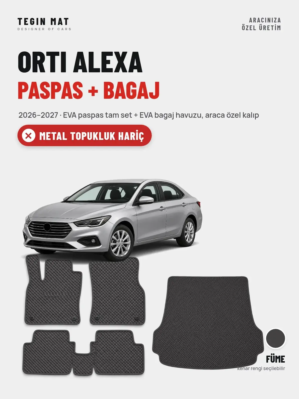 ORTI Alexa EVA Paspas + Bagaj Havuzu Seti (2026–2027) Füme – Metal Topukluk Hariç (1)