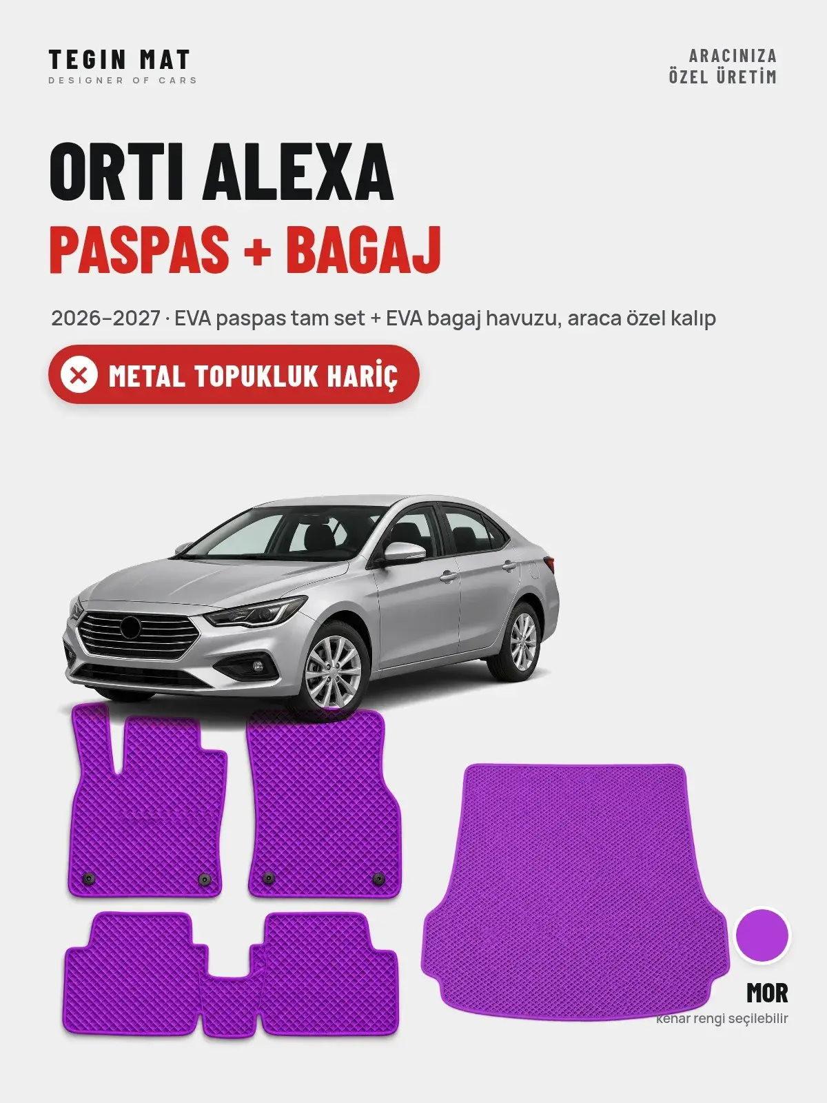 ORTI Alexa EVA Paspas + Bagaj Havuzu Seti (2026–2027) Mor – Metal Topukluk Hariç (1)