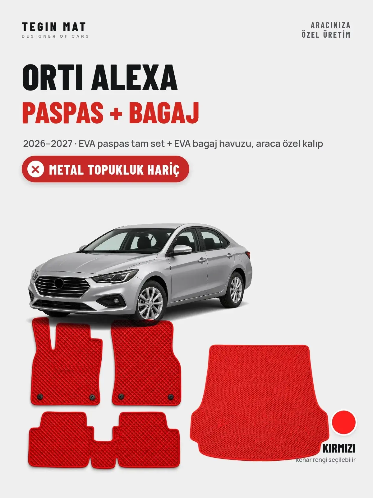 ORTI Alexa EVA Paspas + Bagaj Havuzu Seti (2026–2027) Kırmızı – Metal Topukluk Hariç (1)
