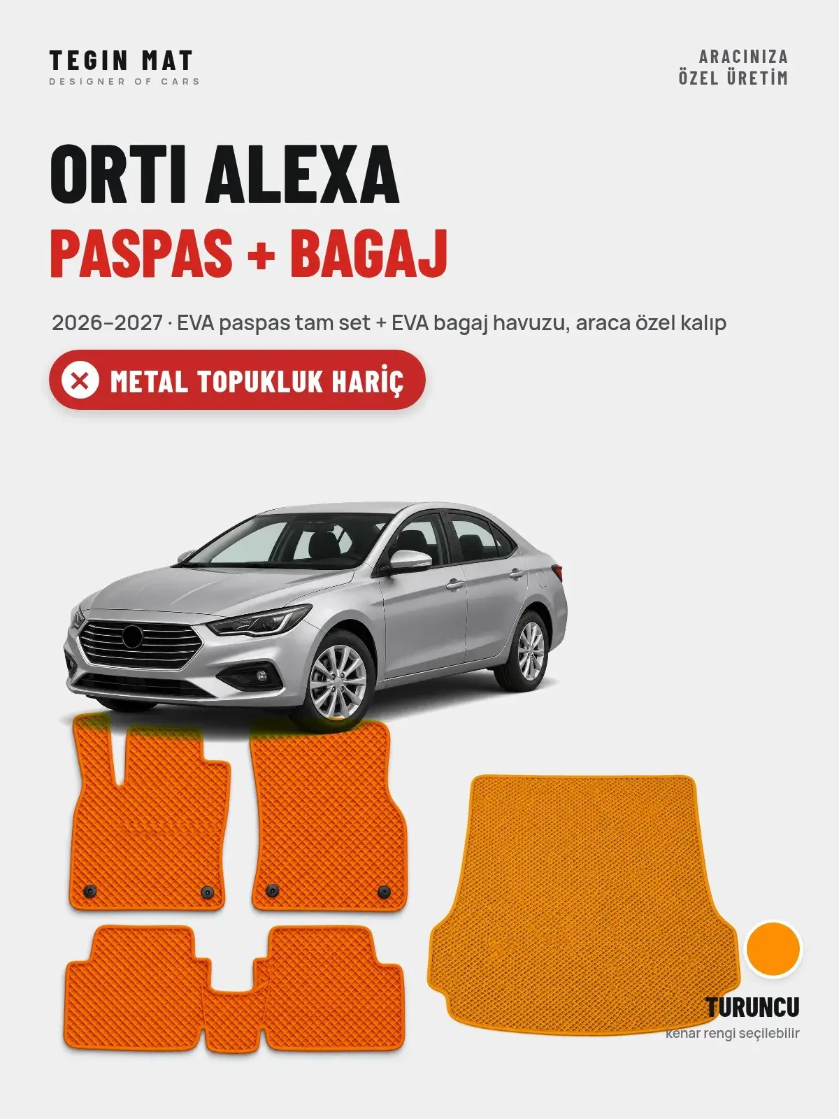 ORTI Alexa EVA Paspas + Bagaj Havuzu Seti (2026–2027) Turuncu – Metal Topukluk Hariç (1)