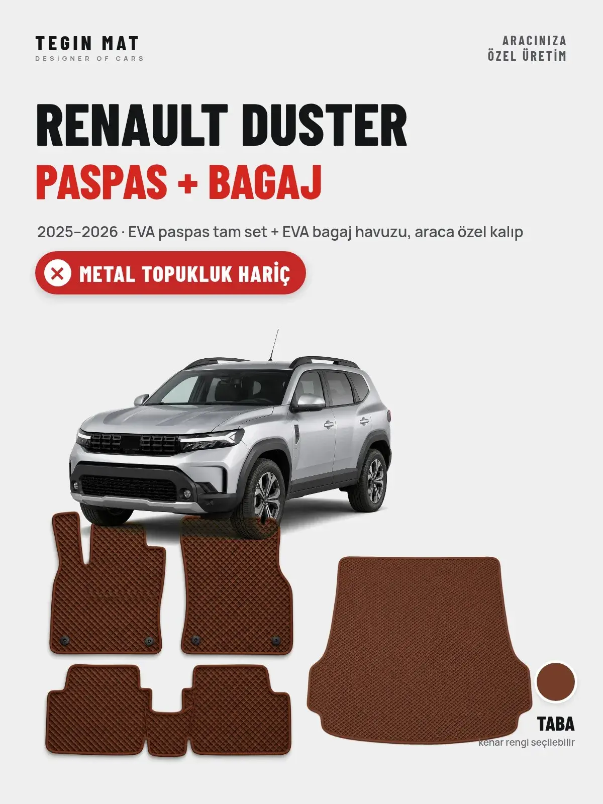 Renault Duster EVA Paspas + Bagaj Havuzu Seti (2025–2026) Taba – Metal Topukluk Hariç (1)