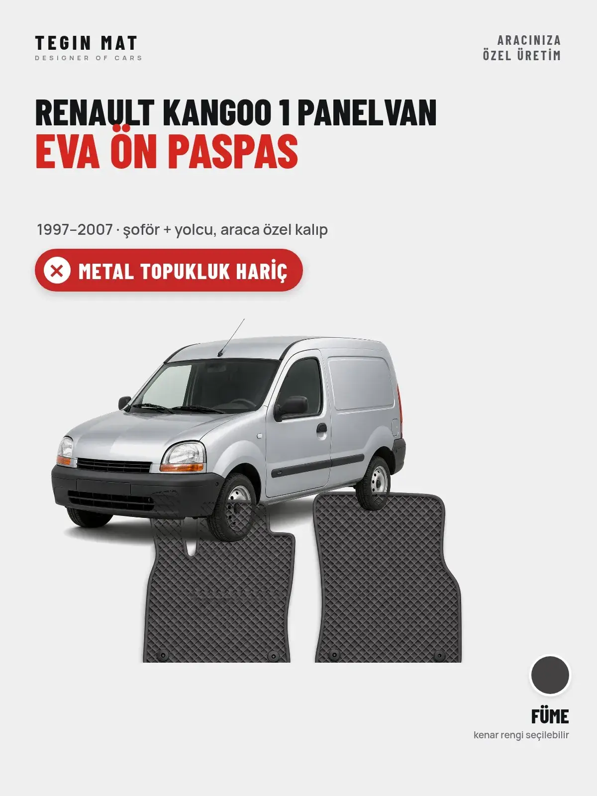 Renault Kangoo 1 Panelvan EVA Ön Paspas (1997–2007) Füme – Metal Topukluk Hariç (1)