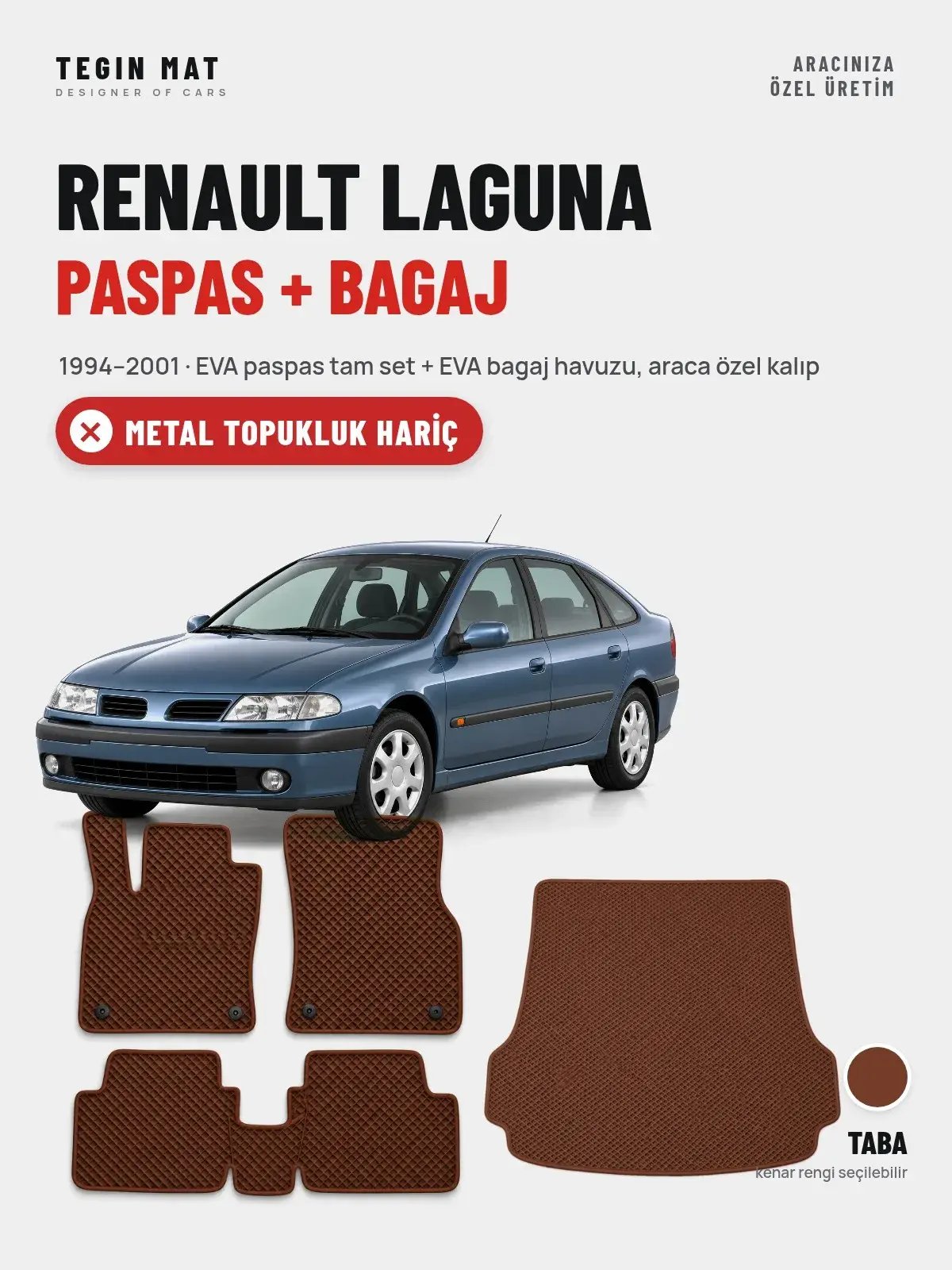 Renault Laguna EVA Paspas + Bagaj Havuzu Seti (1994–2001) Taba – Metal Topukluk Hariç (1)