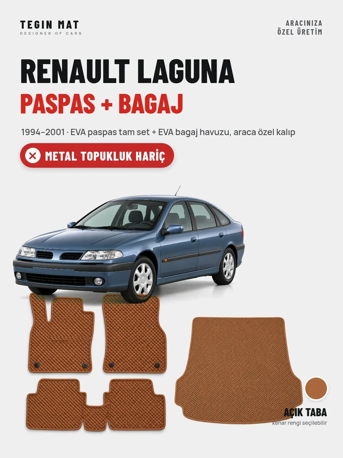 Renault Laguna EVA Paspas + Bagaj Havuzu Seti (1994–2001) Açık Taba – Metal Topukluk Hariç (1)