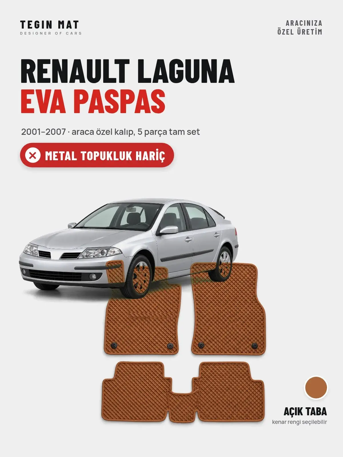 Renault Laguna EVA Oto Paspas Tam Set (2001–2007) Açık Taba – Metal Topukluk Hariç (1)