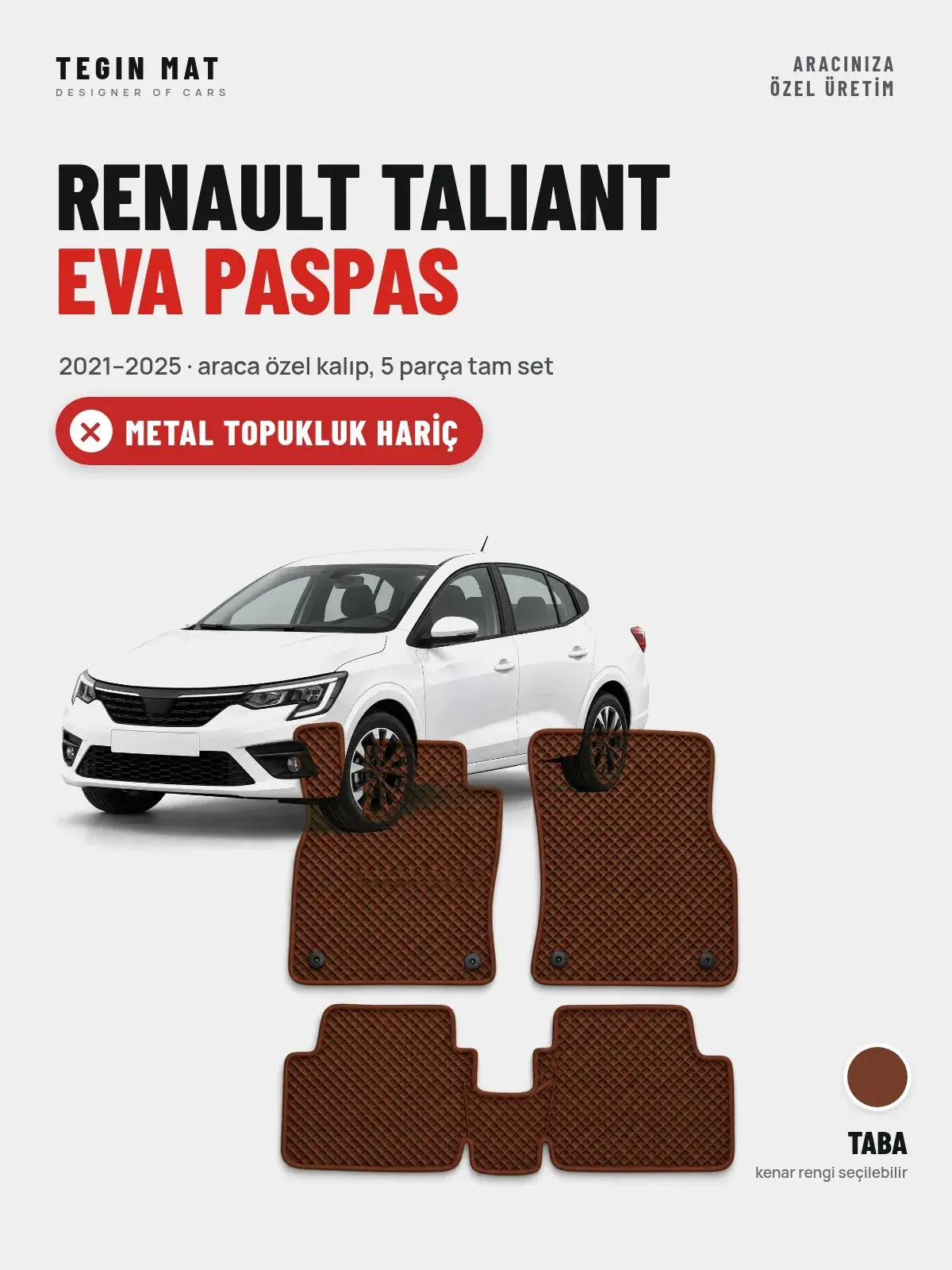 Renault Taliant EVA Oto Paspas Tam Set (2021–2025) Taba – Metal Topukluk Hariç (1)