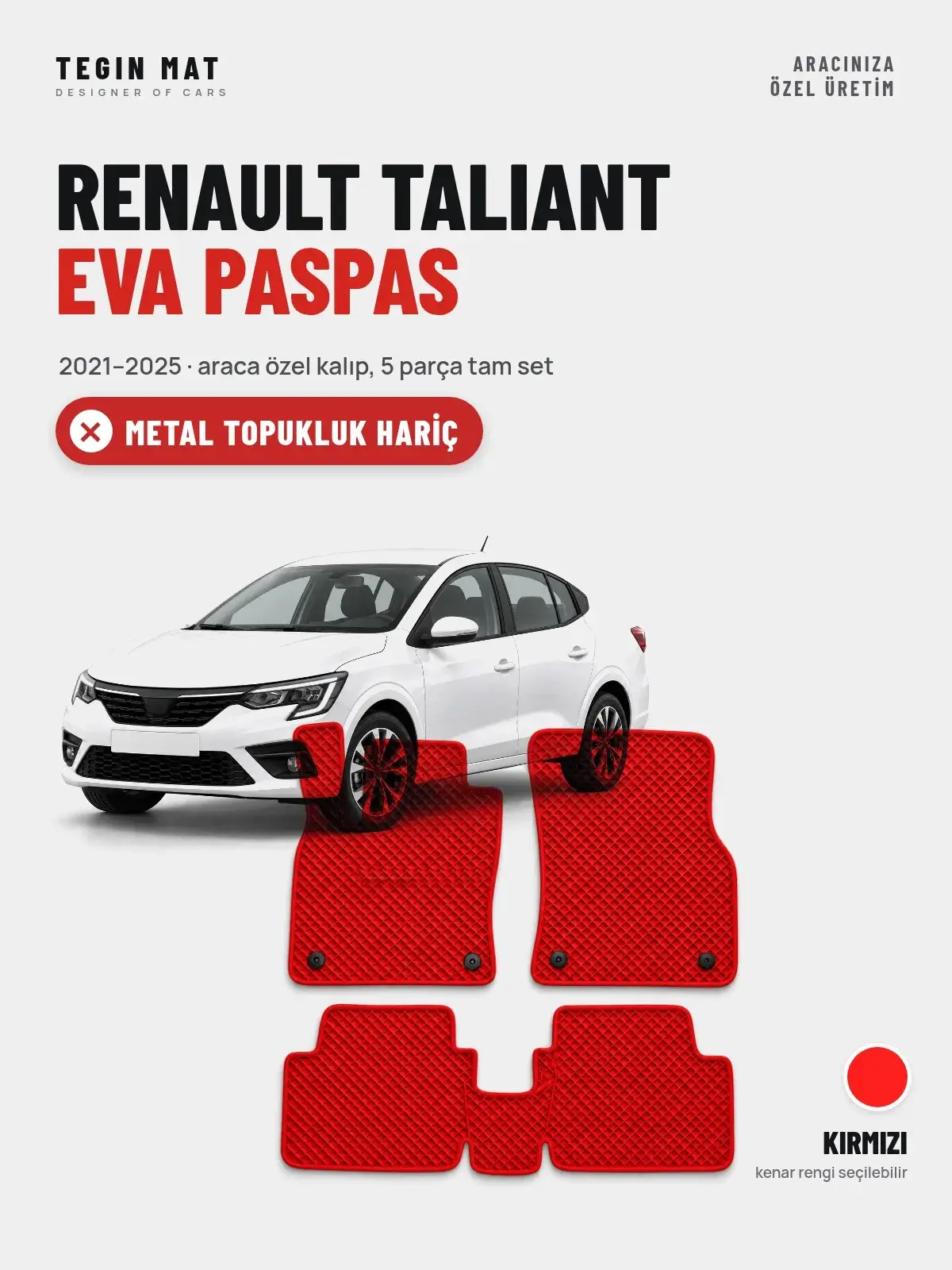 Renault Taliant EVA Oto Paspas Tam Set (2021–2025) Kırmızı – Metal Topukluk Hariç (1)