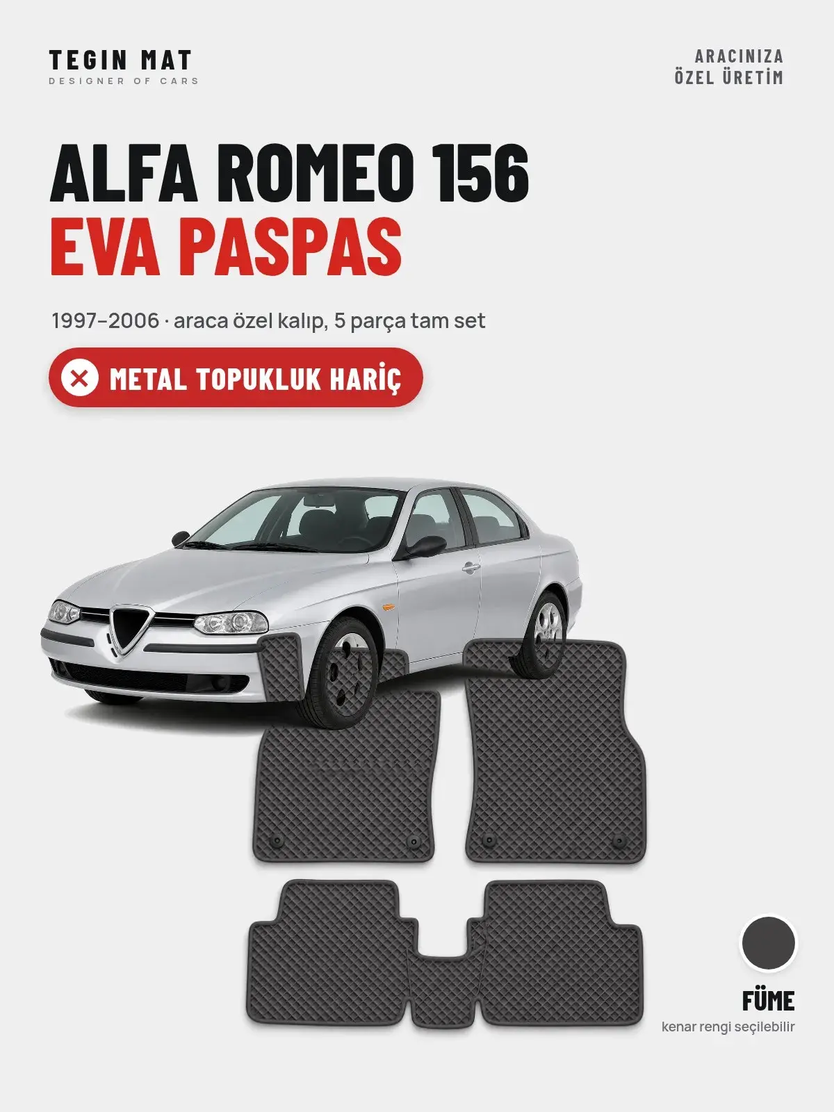 Alfa Romeo 156 EVA Oto Paspas Tam Set (1997–2006) Füme – Metal Topukluk Hariç (1)