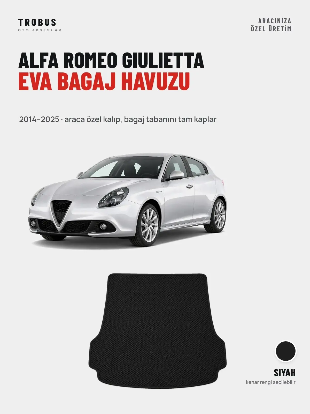 Alfa Romeo Giulietta EVA Bagaj Havuzu (2014–2025) Siyah – Araca Özel Kalıp (1)