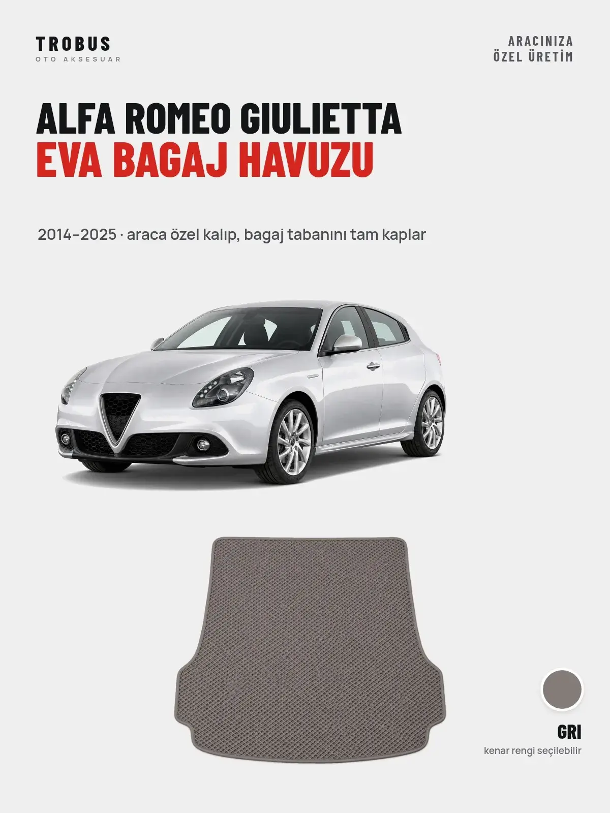 Alfa Romeo Giulietta EVA Bagaj Havuzu (2014–2025) Gri – Araca Özel Kalıp (1)