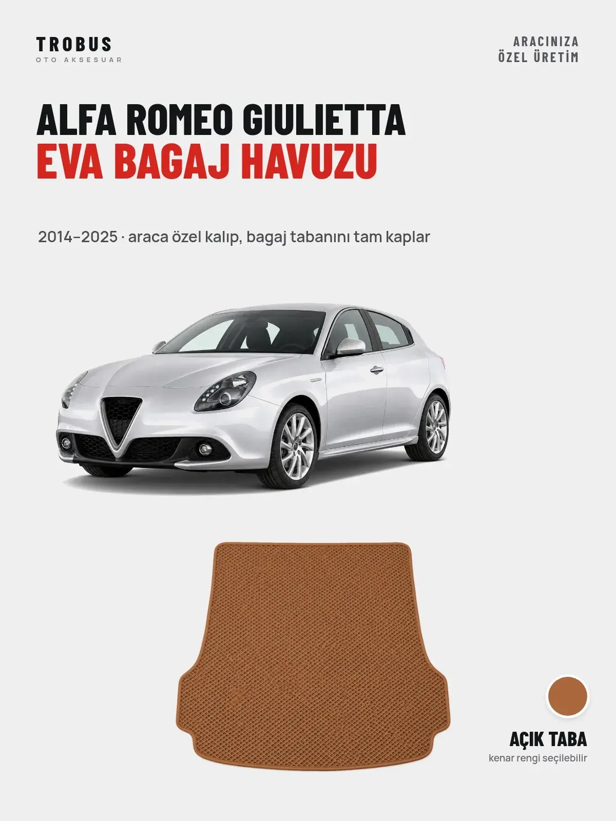 Alfa Romeo Giulietta EVA Bagaj Havuzu (2014–2025) Açık Taba – Araca Özel Kalıp (1)