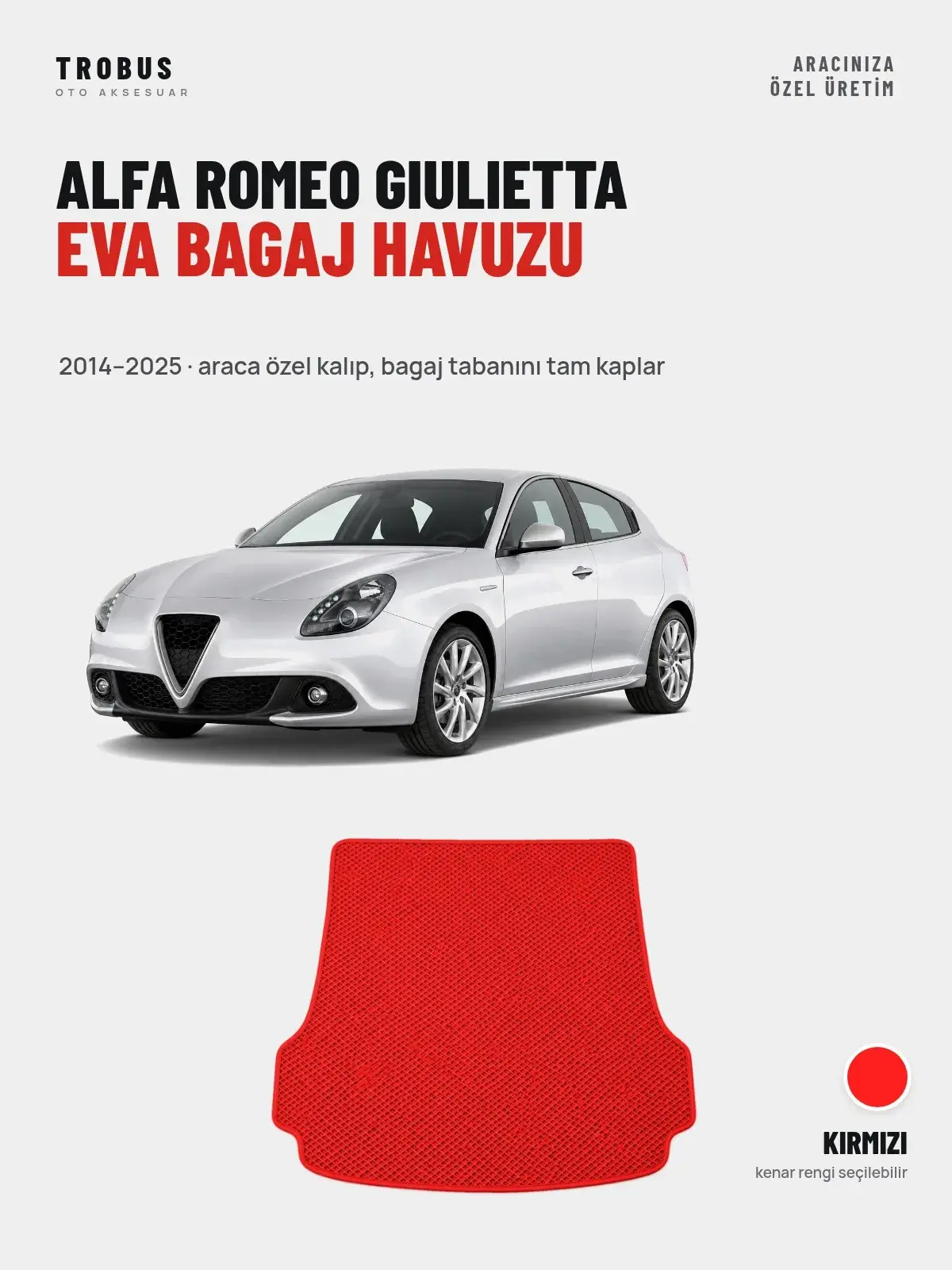 Alfa Romeo Giulietta EVA Bagaj Havuzu (2014–2025) Kırmızı – Araca Özel Kalıp (1)