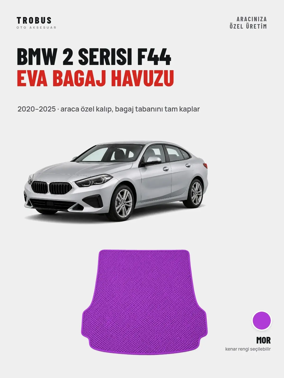 BMW 2 Serisi F44 EVA Bagaj Havuzu (2020–2025) Mor – Araca Özel Kalıp (1)