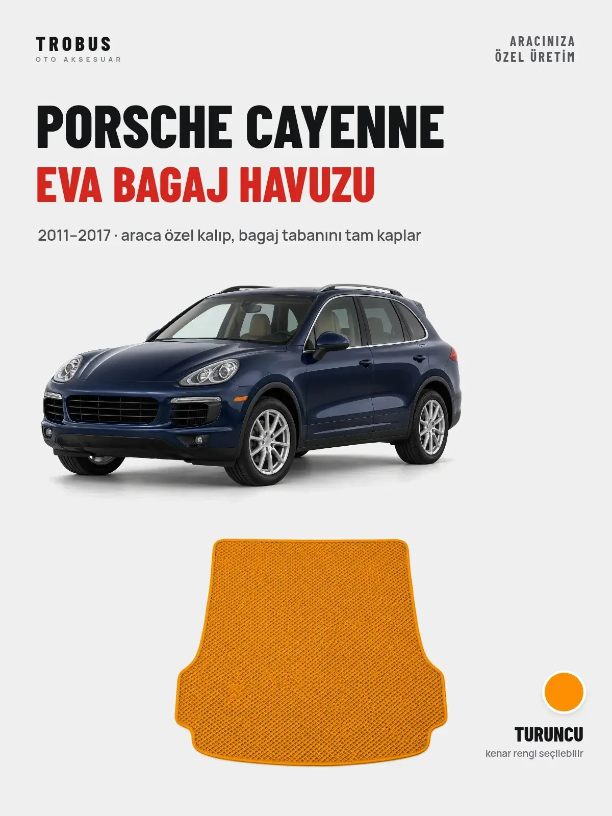 Porsche Cayenne EVA Bagaj Havuzu (2011–2017) Turuncu – Araca Özel Kalıp (1)