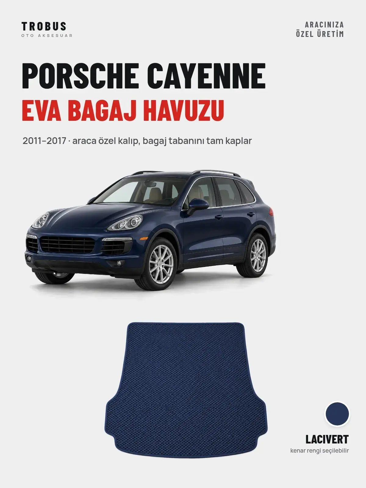 Porsche Cayenne EVA Bagaj Havuzu (2011–2017) Lacivert – Araca Özel Kalıp (1)