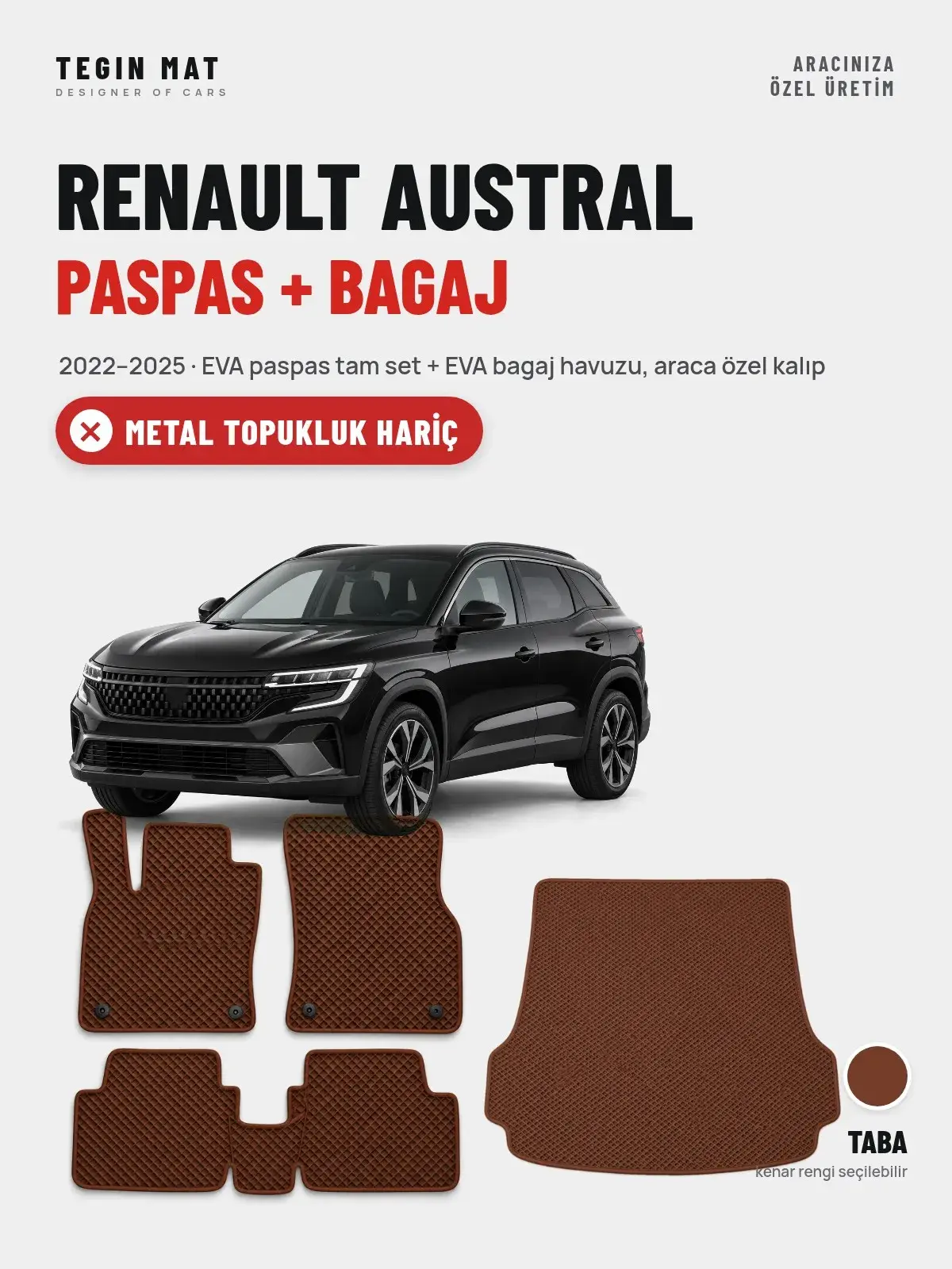 Renault Austral EVA Paspas + Bagaj Havuzu Seti (2022–2025) Taba – Metal Topukluk Hariç (1)