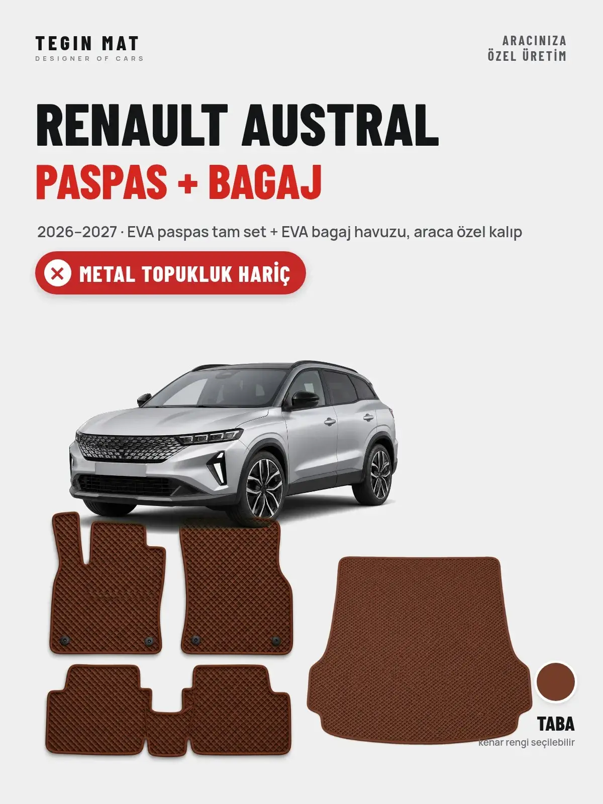 Renault Austral EVA Paspas + Bagaj Havuzu Seti (2026–2027) Taba – Metal Topukluk Hariç (1)