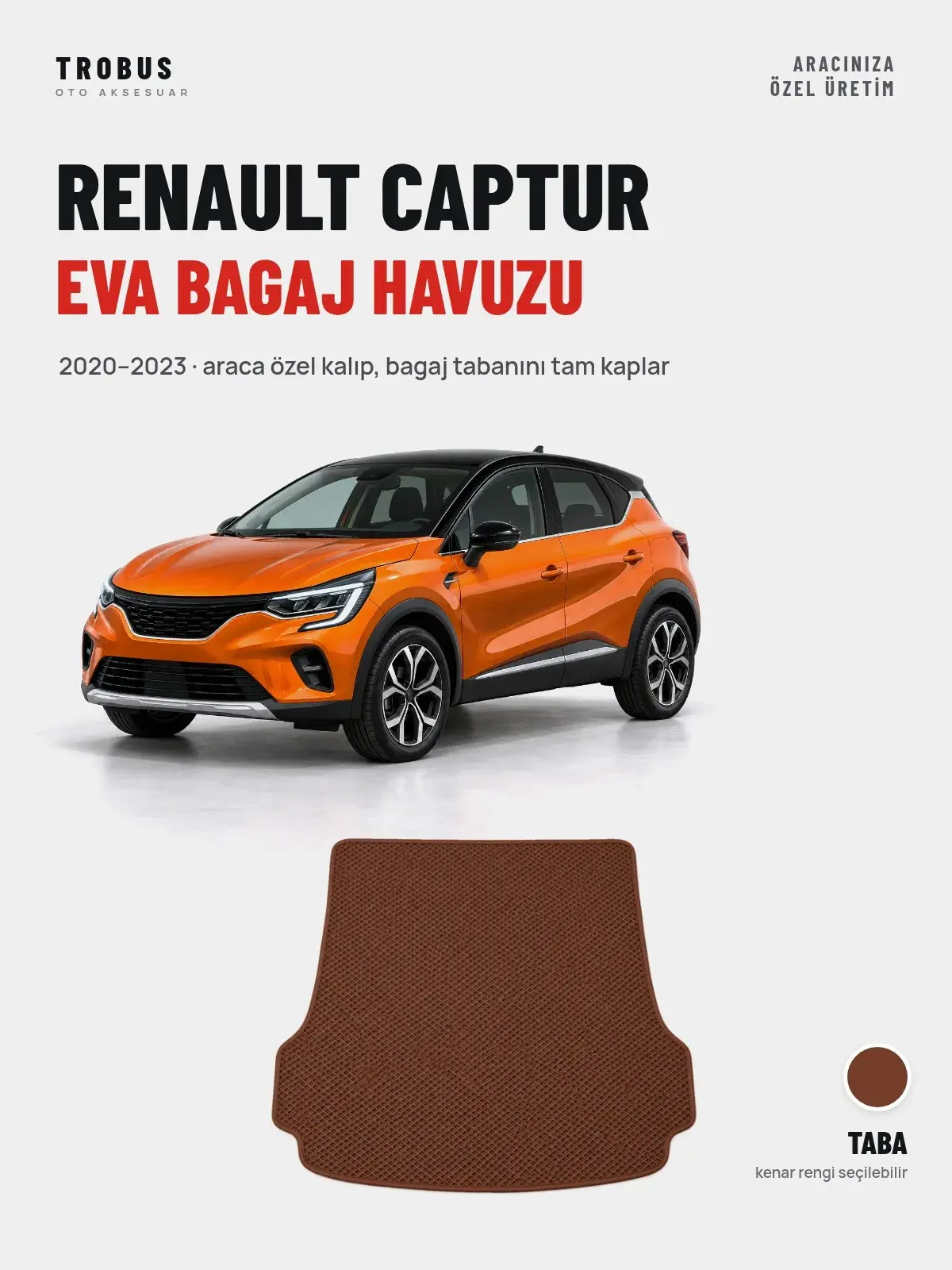 Renault Captur EVA Bagaj Havuzu (2020–2023) Taba – Araca Özel Kalıp (1)