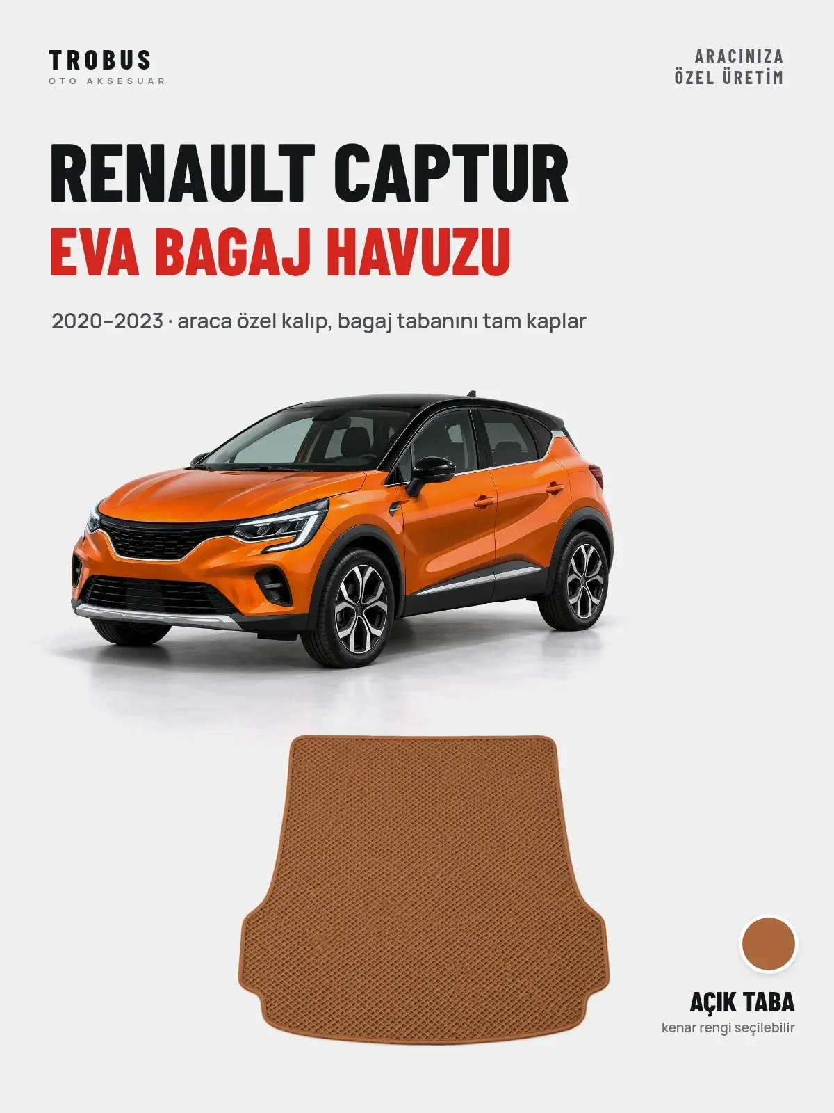 Renault Captur EVA Bagaj Havuzu (2020–2023) Açık Taba – Araca Özel Kalıp (1)