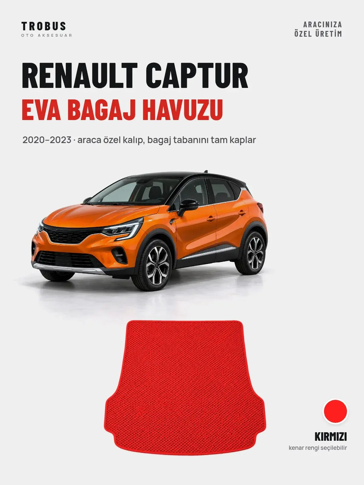 Renault Captur EVA Bagaj Havuzu (2020–2023) Kırmızı – Araca Özel Kalıp (1)