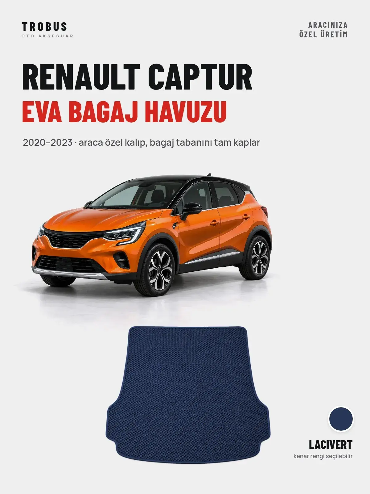 Renault Captur EVA Bagaj Havuzu (2020–2023) Lacivert – Araca Özel Kalıp (1)