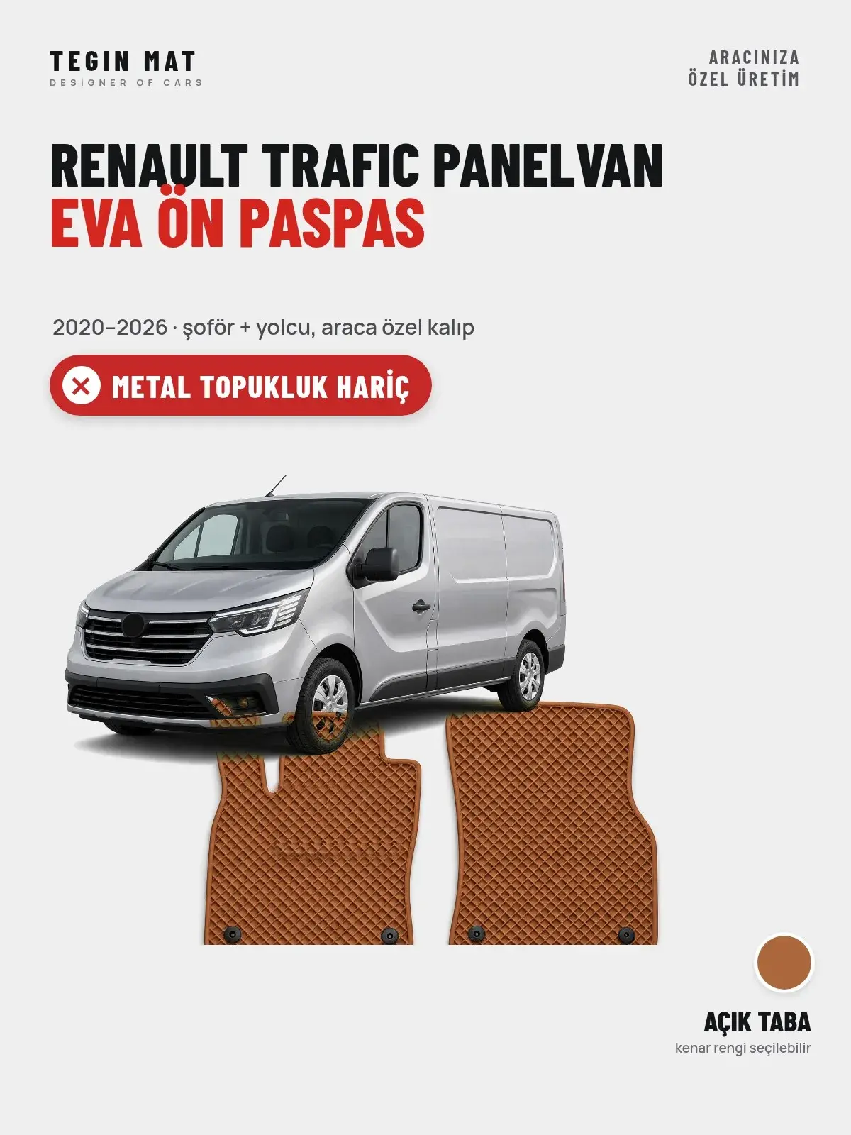 Renault Trafic Panelvan EVA Ön Paspas (2020–2026) Açık Taba – Metal Topukluk Hariç (1)
