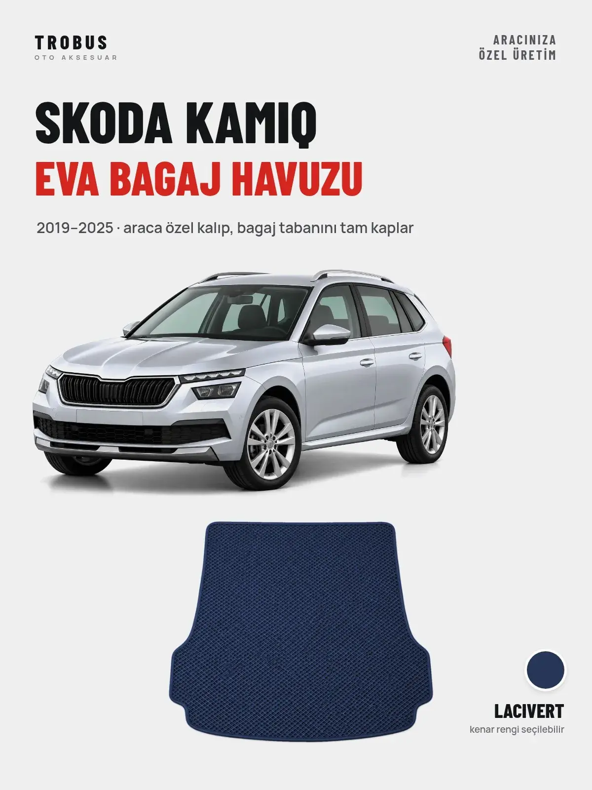 Skoda Kamiq EVA Bagaj Havuzu (2019–2025) Lacivert – Araca Özel Kalıp (1)