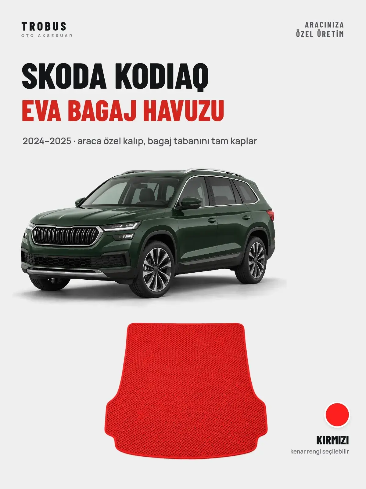 Skoda Kodiaq EVA Bagaj Havuzu (2024–2025) Kırmızı – Araca Özel Kalıp (1)