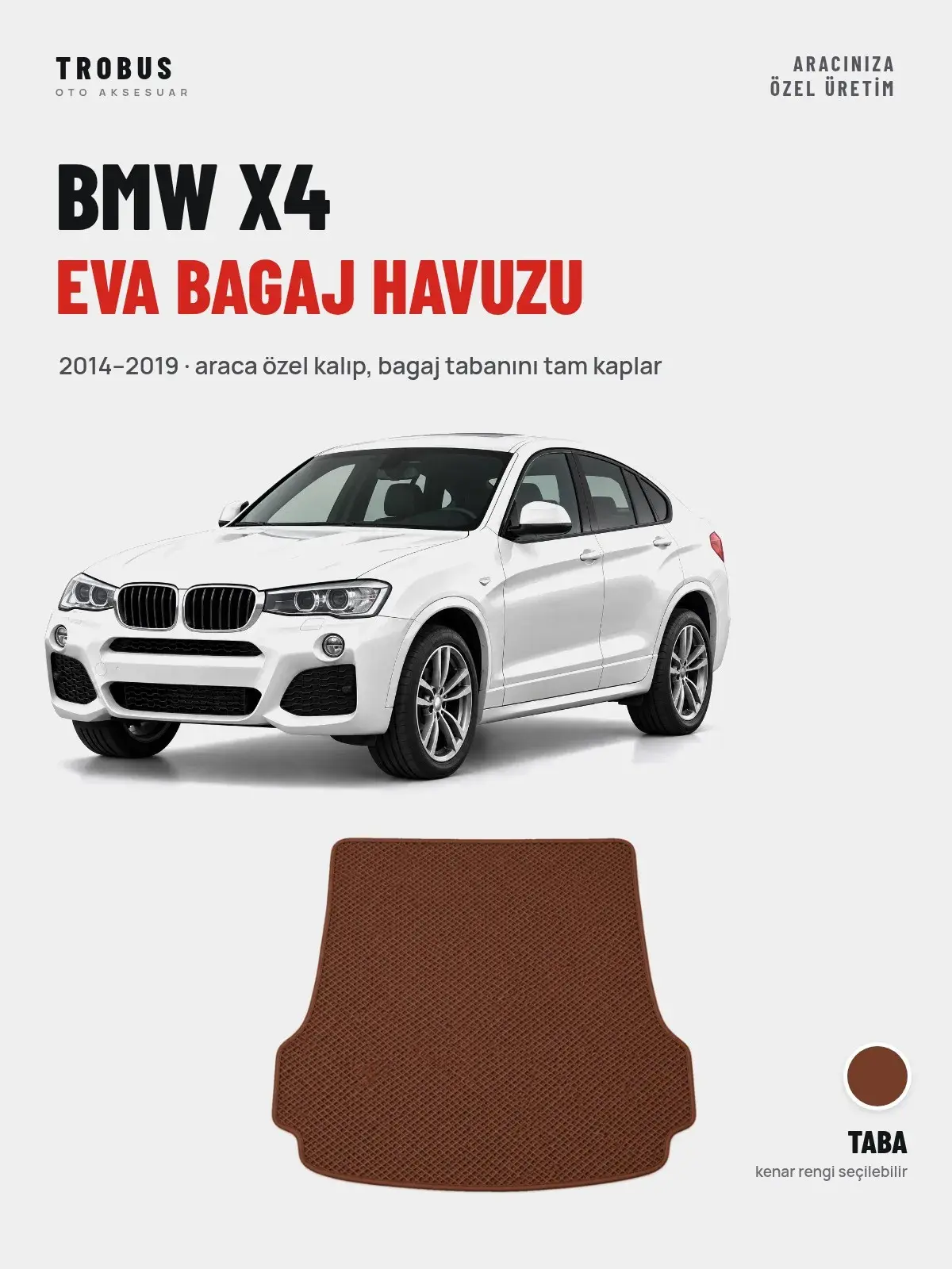 BMW X4 EVA Bagaj Havuzu (2014–2019) Taba – Araca Özel Kalıp (1)