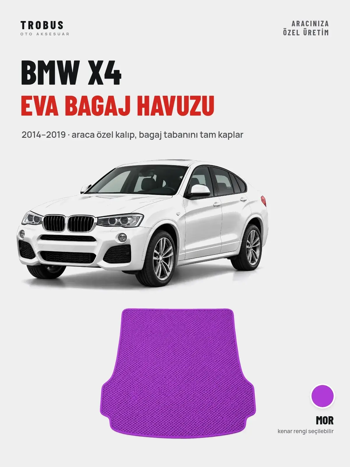 BMW X4 EVA Bagaj Havuzu (2014–2019) Mor – Araca Özel Kalıp (1)