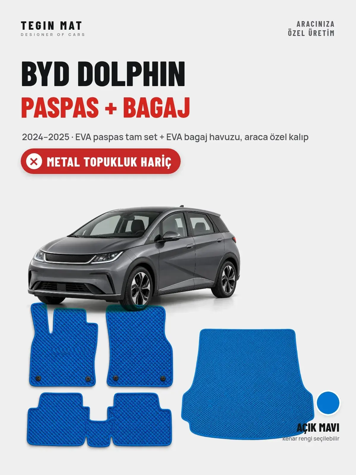 BYD Dolphin EVA Paspas + Bagaj Havuzu Seti (2024–2025) Açık Mavi – Metal Topukluk Hariç (1)