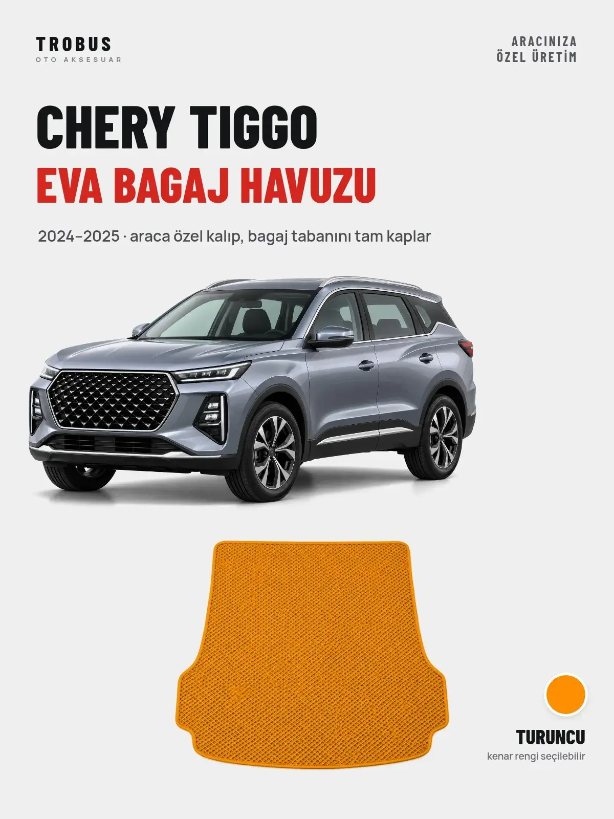 Chery Tiggo EVA Bagaj Havuzu (2024–2025) Turuncu – Araca Özel Kalıp (1)
