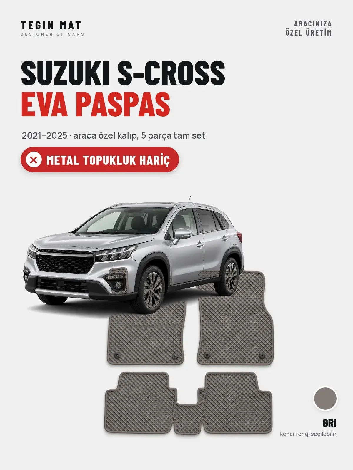 Suzuki S-Cross EVA Oto Paspas Tam Set (2021–2025) Gri – Metal Topukluk Hariç (1)